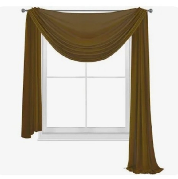 Brown Scarf Valance Soft Sheer Viole Window Panel Curtain 21 - Picture 1 of 6